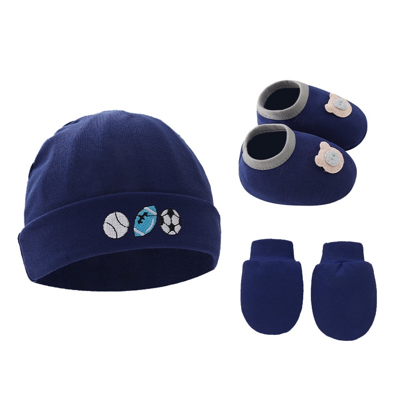 Set 3 Món Gồm Găng Tay + Găng Tay + Vớ cotton Họa Tiết Hoạt Hình Cho Bé 0-6M