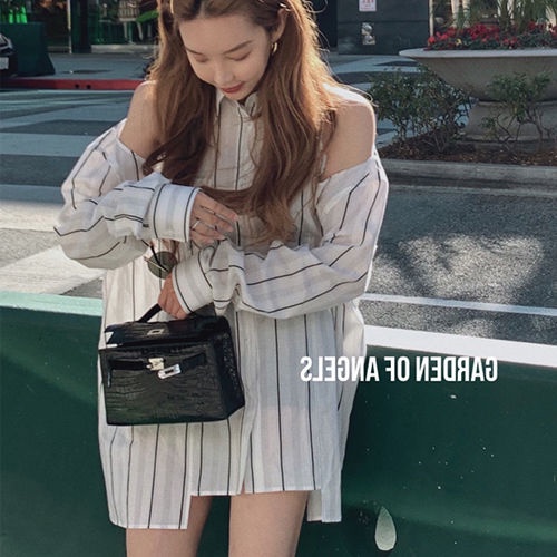 Áo sơ mi tay dài xẻ vai chống nắng vải mỏng thời trang mùa hè