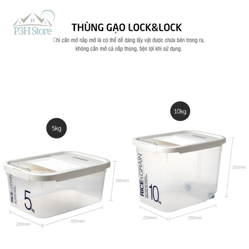 Bộ 2 thùng gạo 10kg và 2.5kg có bánh xe Lock&Lock HPL510MS2