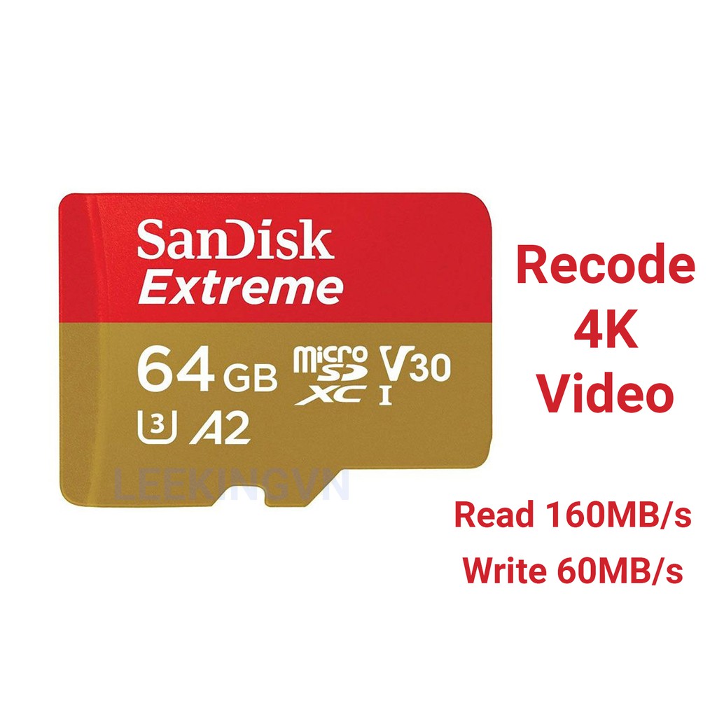 Thẻ Nhớ MicroSDXC SanDisk Extreme V30 A2 64GB 160MB/s - Hàng Chính Hãng