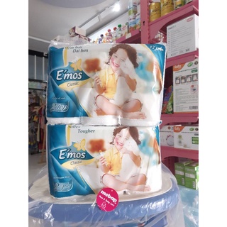 Lốc 12 cuộn giấy emos xanh tiết kiệm