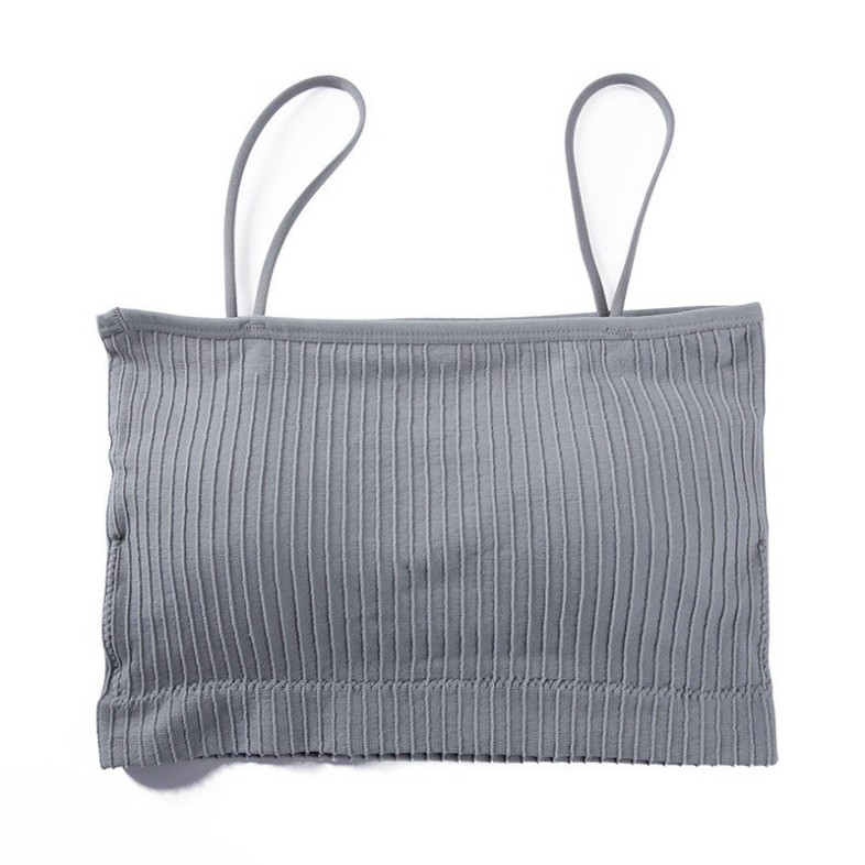 Áo Ngực Bra Ống 2 Dây Cotton Gân Tăm Có Mút Ngực. Free size 35_55kg. Cotton rất mất và thấm hút mồ hôi., độ đàn hồi ok