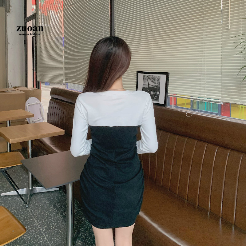 SUXI Đầm Tay Dài Thiết Kế Ôm Sát Tôn Dáng