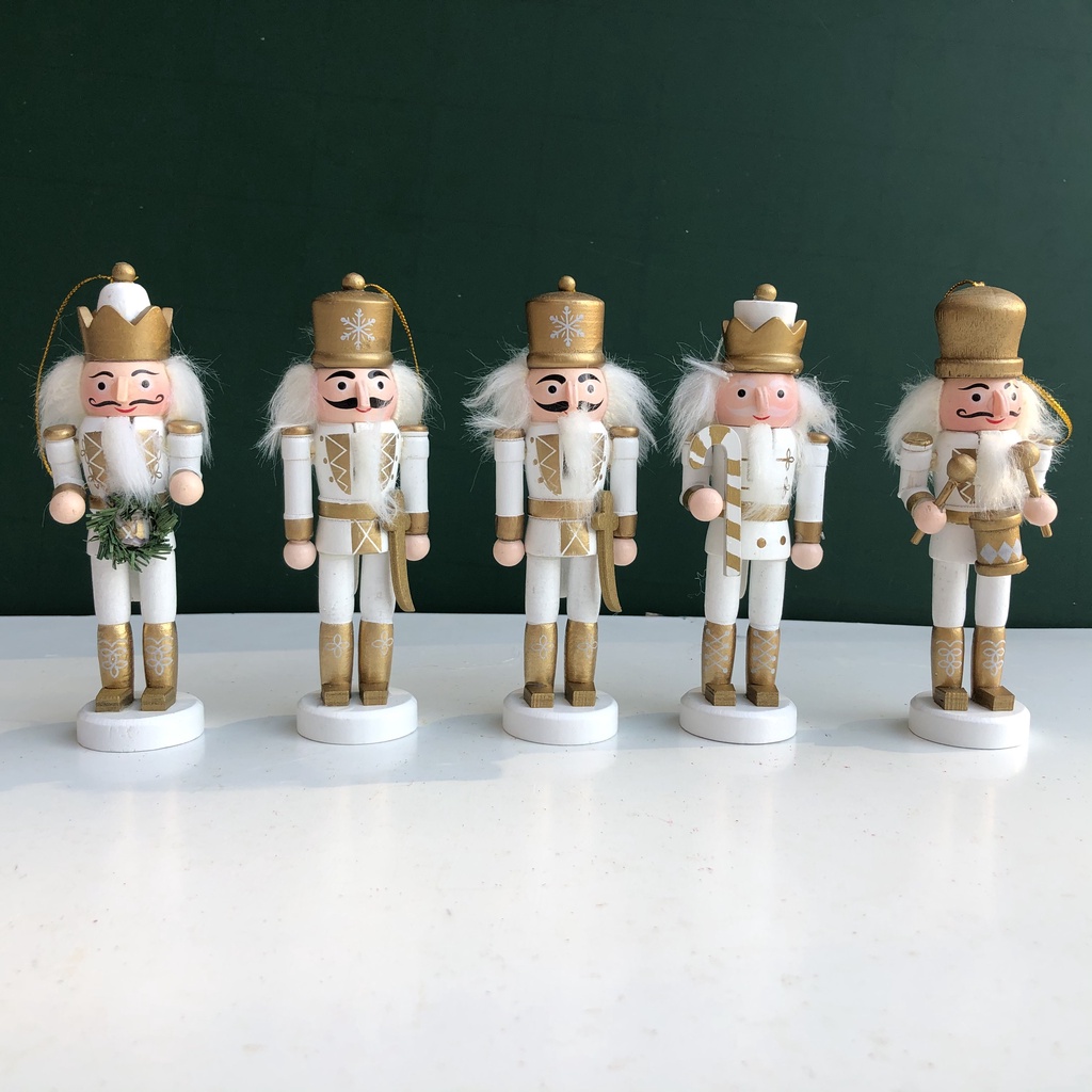 Bộ 5 mô hình chú lính chì gỗ Decor Trang Trí Giáng Sinh - Noel Cao 14cm