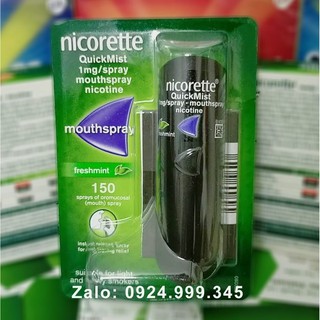 Chai xịt cai thuốc Nicorette Spray 1mg loại 1 tuýp vị bạc hà
