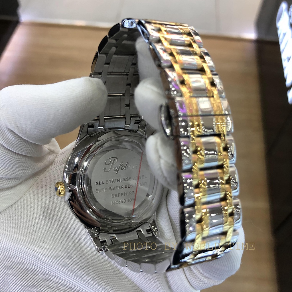 Đồng hồ nam Pafolina 5030M dây thép không gỉ , mặt kính sapphire chống xước , chống nước 5atm , bảo hành lên đến 3 năm
