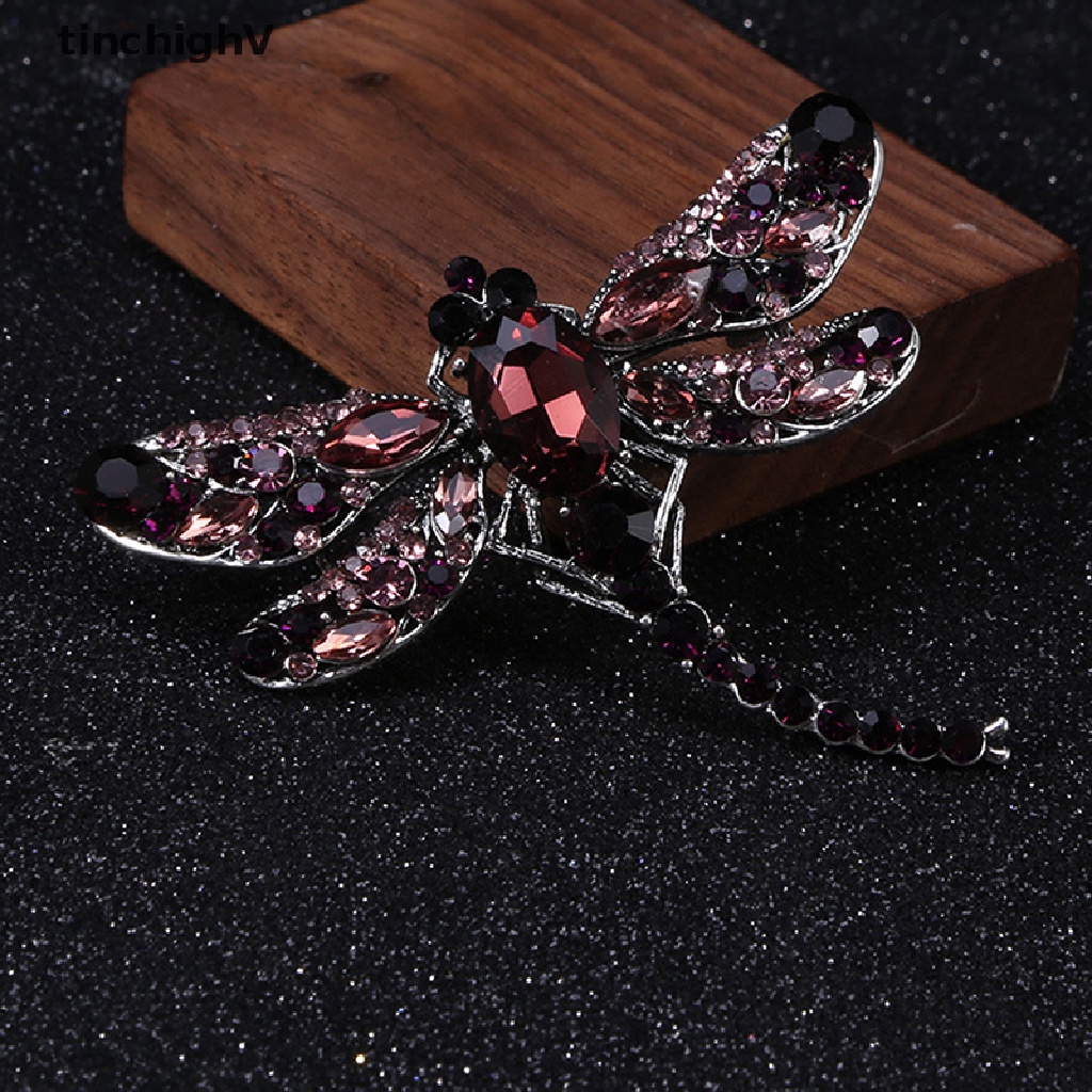 Ghim Cài Áo Hình Chuồn Chuồn Đính Pha Lê Phong Cách Vintage Thời Trang Cho Nữ