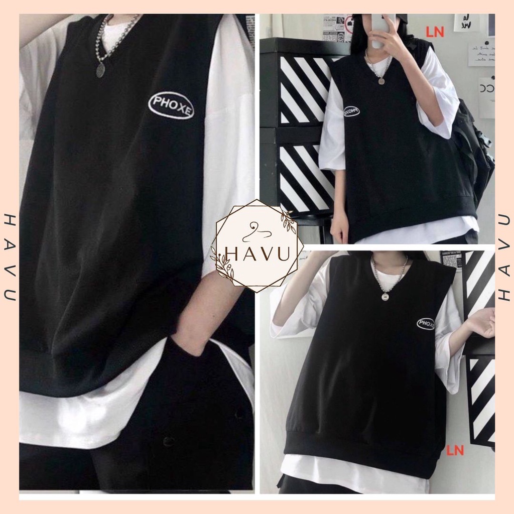 Áo gile ba lỗ Phoxe form rộng - Phông trơn basic dáng suông oversize hàn quôc, thiết kế đơn giản, trẻ trung Ulzzang