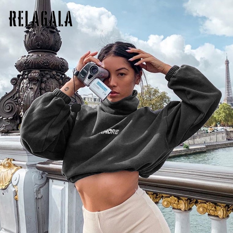 Áo Sweater Relagala Cổ Cao Tay Dài Phối Dây Rút Thời Trang Quyến Rũ Cho Nữ 2021 | BigBuy360 - bigbuy360.vn