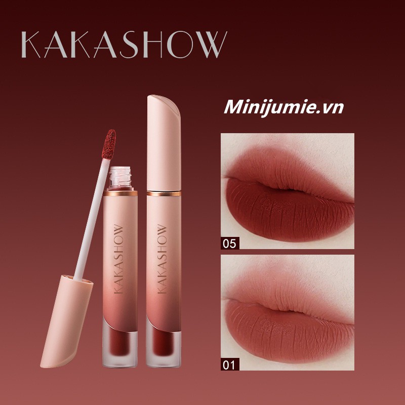Minijumie Son bóng Kakashow 6 màu lớp kết thúc nhung mịn/căng mọng làm sáng mà không bị vón cục
