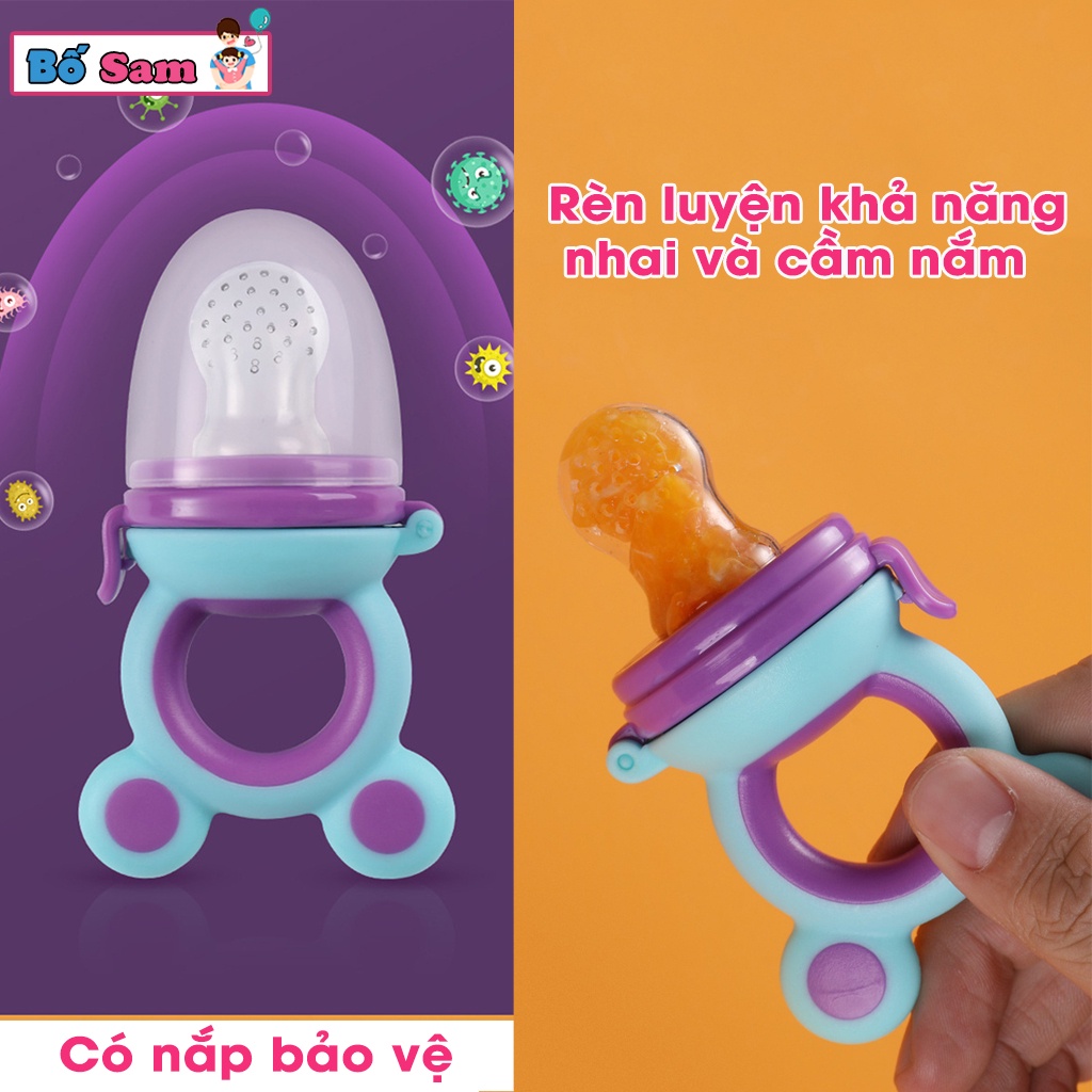 Túi nhai ăn dặm cho bé, túi tập nhai chống hóc có nắp đậy vệ sinh Shop Bố Sam
