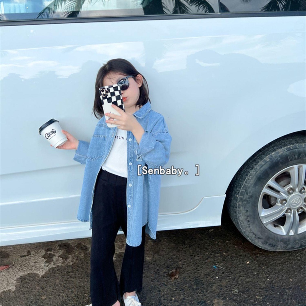 Áo Sơ Mi denim Chống Nắng Dễ Phối Đồ Thời Trang Xuân Thu Phong Cách Châu Âu Mới Cho Bé 2022