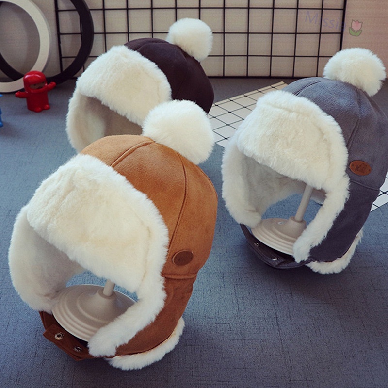 Mũ trượt tuyết bịt tai phủ lông giữ ấm thời trang mùa đông cho bé