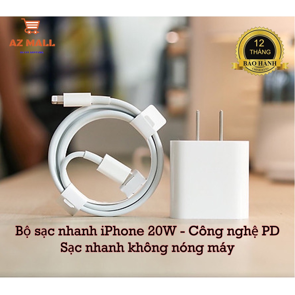 Bộ sạc nhanh iphone 20w, Công nghệ sạc pin PD - 2Tụ -Sử dụng cho IPhone 12, 11 Pro Max/ 11 Pro/ X/ XS Max/ 8/ 8 Plus