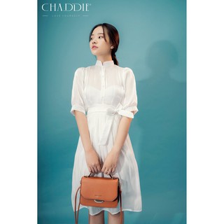 Đầm công sở dáng suông kín đáo màu trắng Chaddie SP0056