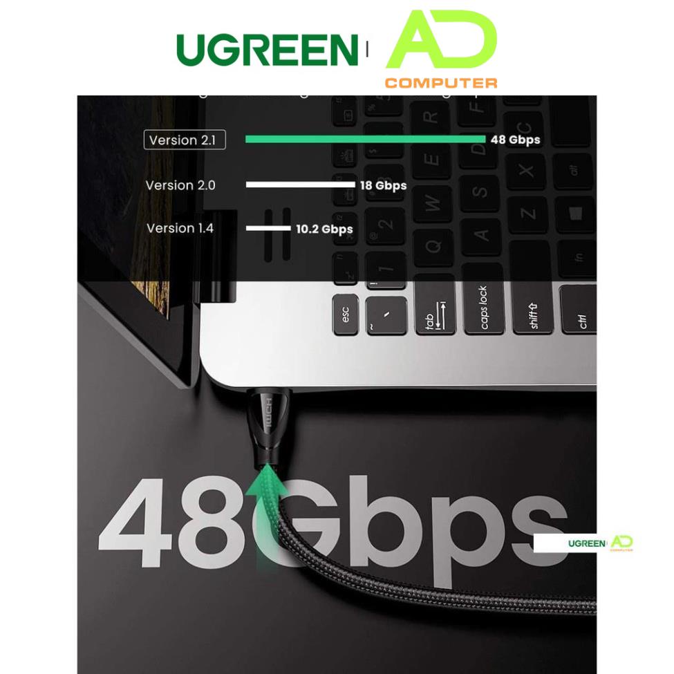 Cáp HDMI 2.1 hỗ trợ 8K/60Hz dài 1-3m UGREEN HD140 - Hàng phân phối chính hãng - Bảo hành 18 tháng