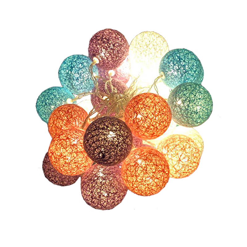 Đèn dây Hình Quả Bóng Vải nhiều màu sắc trang trí decor quán cafe sân vườn nhà cửa