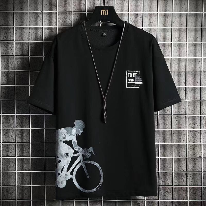 Set Đồ Thể Thao Hai Món Gồm Áo Thun Cổ Tròn Dáng Rộng In Họa Tiết Phong Cách Hàn Quốc Thời Trang Mùa Hè Cho Nam Size M-5XL