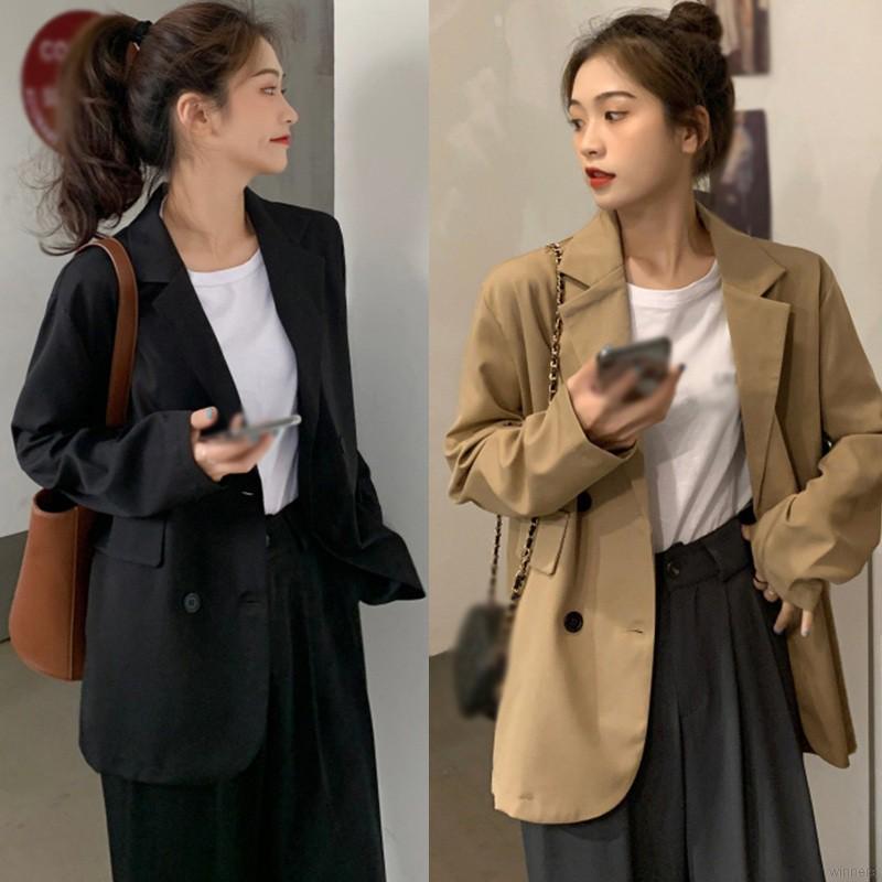 Áo Khoác Blazer Dài Tay Dáng Rộng Xinh Xắn Dành Cho Nữ