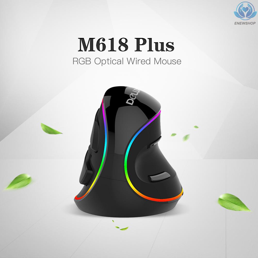 【enew】Delux M618 Plus RGB Optical Wired Mouse 800/1200/1600/2400/4000 DPI 5 Levels Ergonomic Mouse With 6 Buttons For PC Laptop Desktop