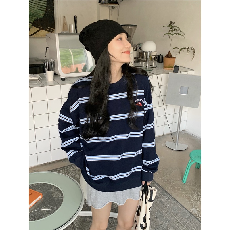 Áo Thun Nữ Tay Dài Kẻ Sọc Thời Trang Hàn Quốc | BigBuy360 - bigbuy360.vn