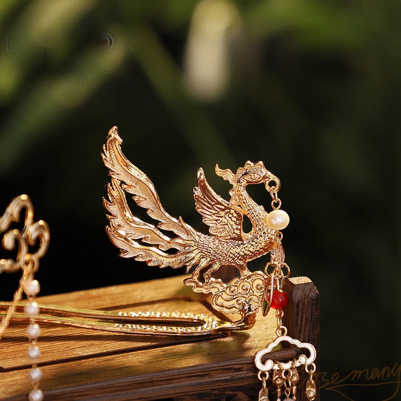 [Aishang Xinh Đẹp] Phụ Kiện Cài Tóc Hình Vương Miện Hán Phục Màu Vàng Đỏ Dễ Phối Đồ Phụ Kiện Đám Cưới Cho Cô Dâu