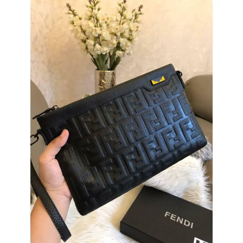 Clutch Pouch Fendi Embossed Premium Free Box