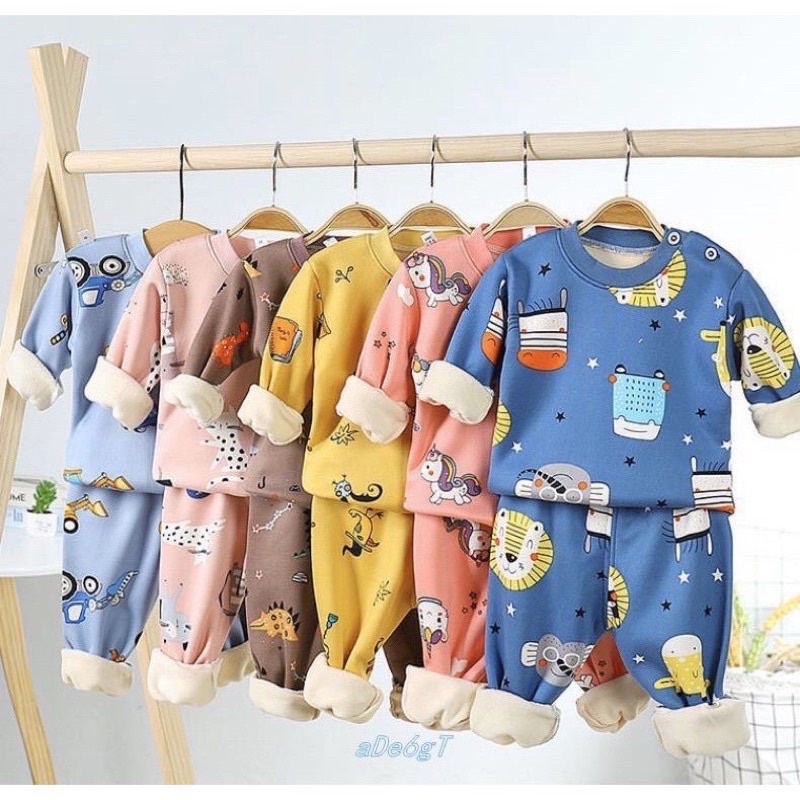 Bộ Nỉ Bông Tay Dài Cho Bé Trai, Bé Gái Lót Nhung KOI BABIES.