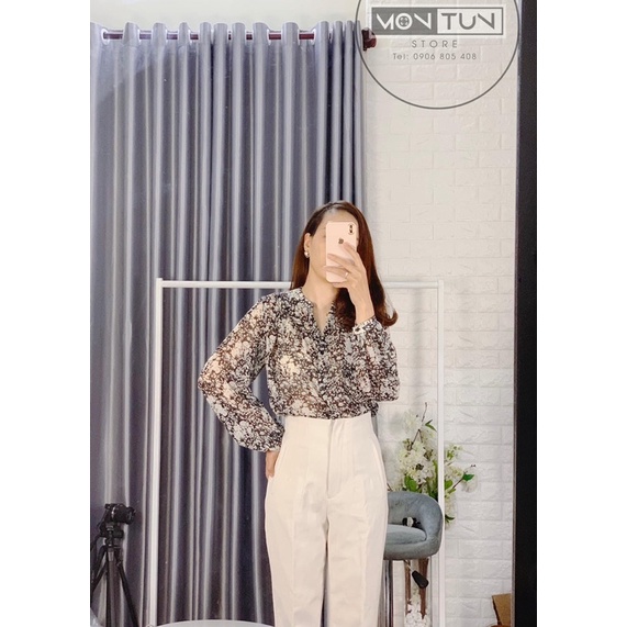 Mango - sơmi lụa hoạ tiết Auth