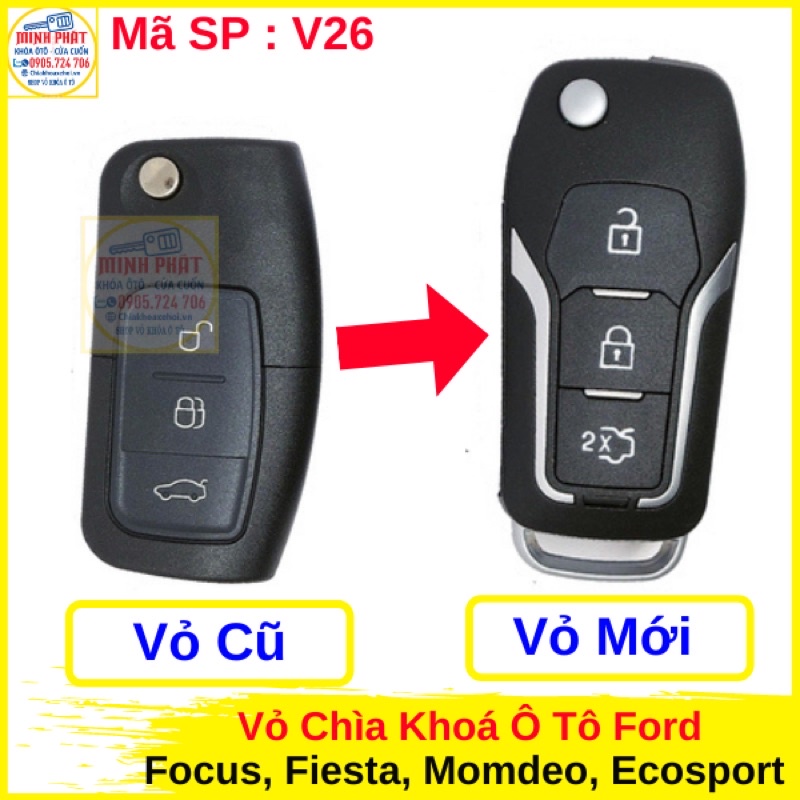 Vỏ chìa khóa xe Ô Tô Ford Focus, Fiesta, Momdeo mẫu mới