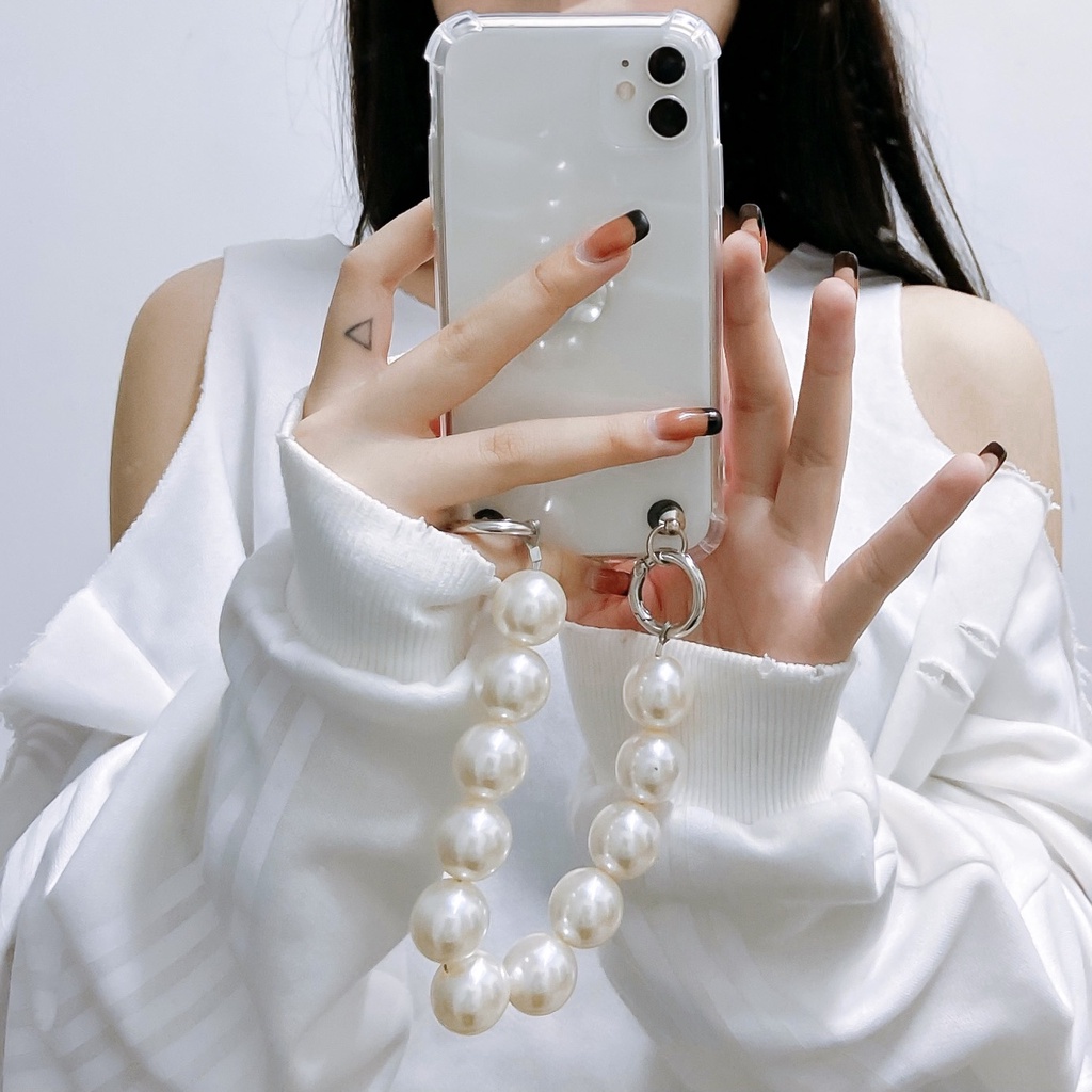 Ốp Điện Thoại Trong Suốt Đính Ngọc Trai Cho Iphone 11 7 8plus 6s XR 12promax