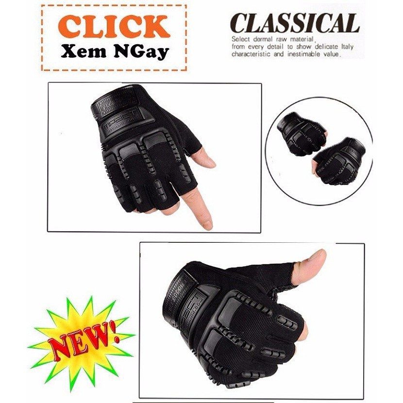 Găng tay nam ,bao tay nam cụt ngón lái xe du lịch phượt Mechanix Mipact