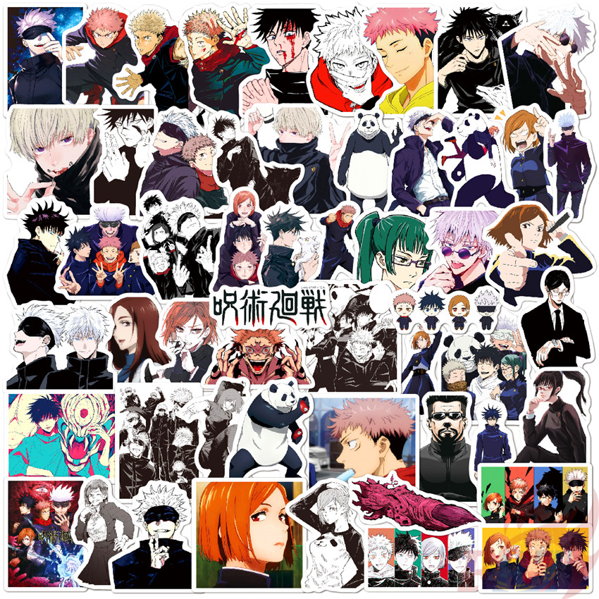 Bộ 55 miếng dán trang trí chống thấm nước chủ đề anime Jujutsu Kaisen