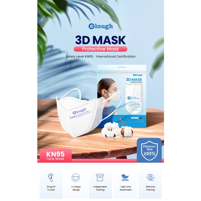 (Hàng Mới Về) Set 10 Khẩu Trang Elough Ffp2 3d Kn95 4 Lớp Có Thể Tái Sử Dụng Fpp2 | BigBuy360 - bigbuy360.vn