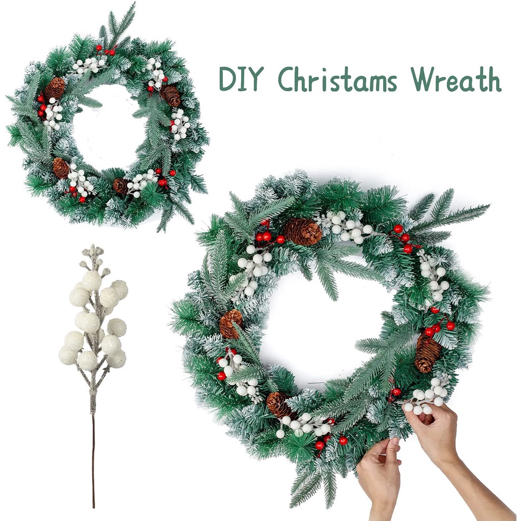 Set 10 Phụ Kiện Trang Trí Cây Thông Giáng Sinh Đính Kim Sa Lấp Lánh