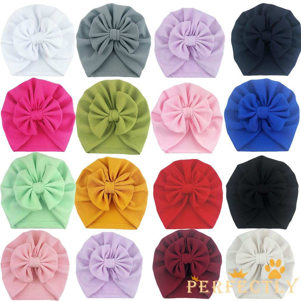 Mũ Turban Thắt Nơ Bằng Lụa Màu Trơn Giữ Ấm Mùa Đông Dành Cho Bé Trai Bé Gái 7-0 - 18 Tháng Tuổi