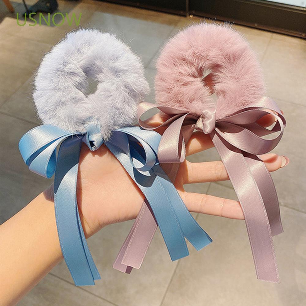 Dây Buộc Tóc Co Giãn Phối Lông Thời Trang Cho Nữ