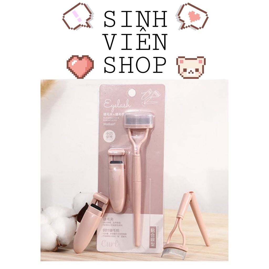 Bộ đôi lược chải tơi mi và bấm mi nhỏ mini Eyelash curler and eyelash comb Malian