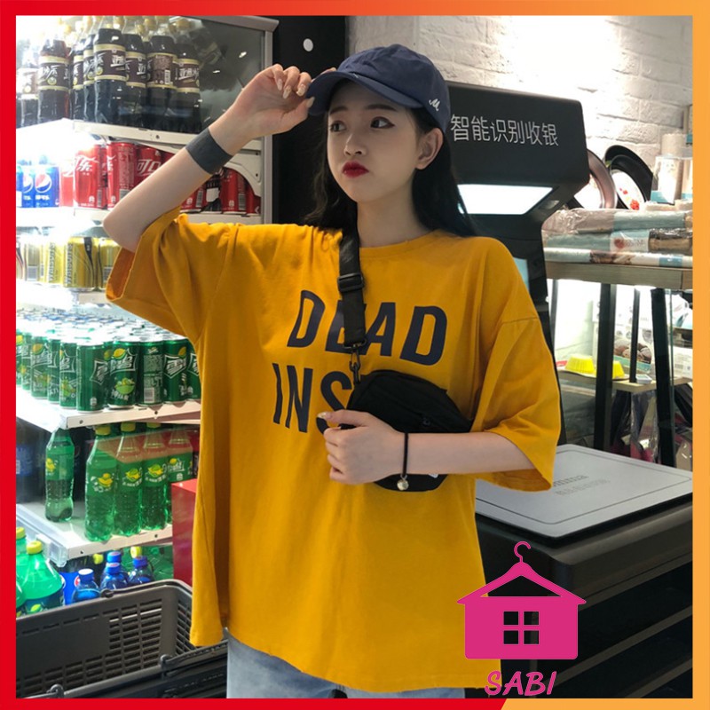 [Mã WARN10 giảm 10k đơn 99k] Áo thun tay lỡ form rộng unisex 100% COTTON - Áo phông nữ DEAD INSIDE SABI SHOP