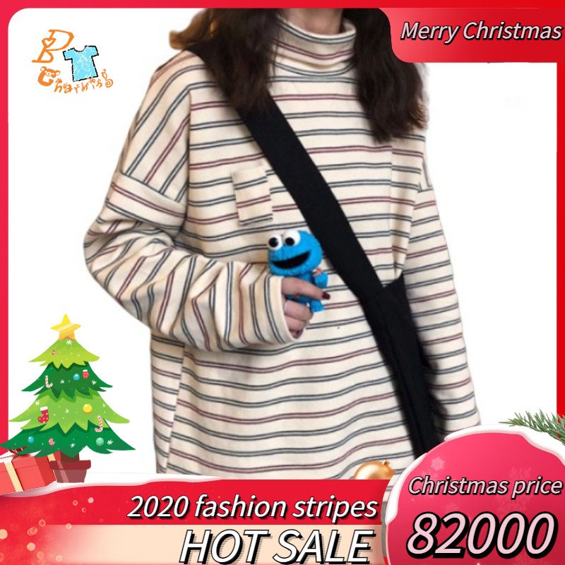 Áo thun dài tay sọc ngang phong cách Hàn Quốc | BigBuy360 - bigbuy360.vn