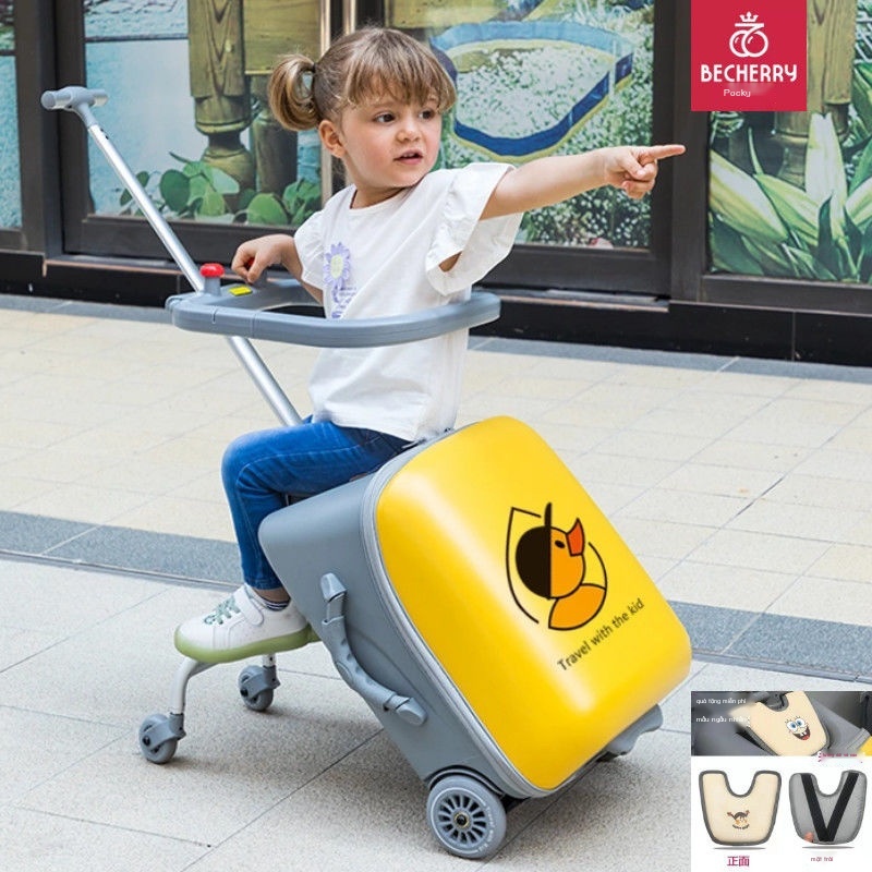 Vali trẻ em có thể ngồi trên vali trẻ em 20 inch với bánh xe đẩy đa chức năng với khóa mật khẩu Vali trẻ em