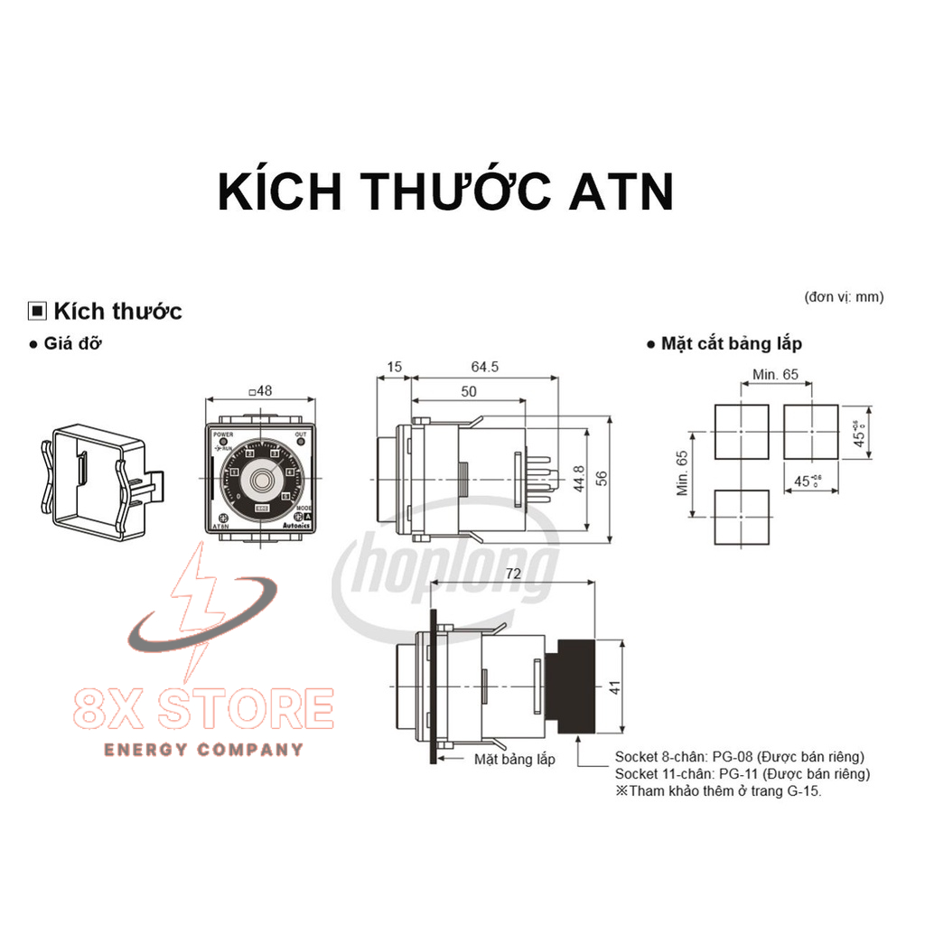 Rơle thời gian Autonics AT11DN ,Bộ đặt thời gian đa năng thời gian điều khiển 0,5s-100 giờ