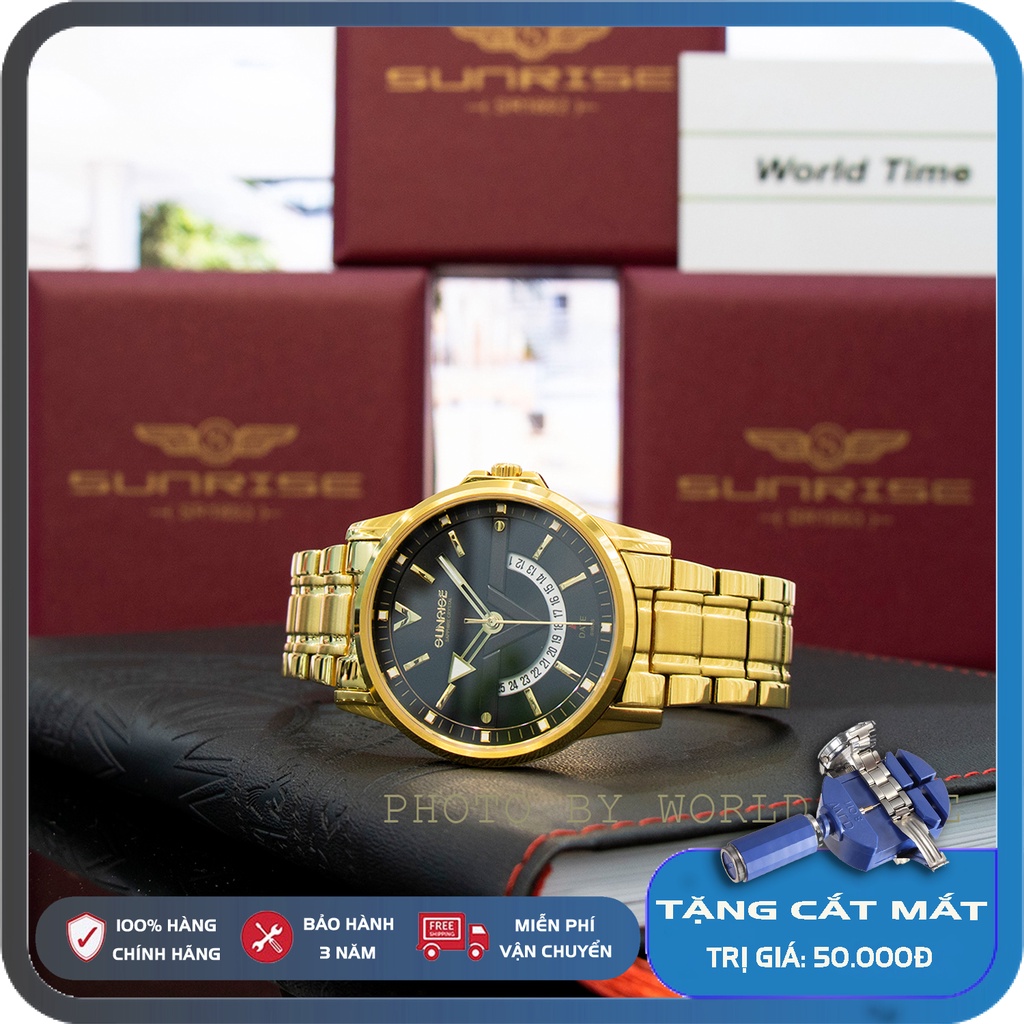 Đồng Hồ Nam Sunrise DM1116SWA Chính Hãng, Full Box, Kính Sapphire Chống Xước, Chống Nước, Dây Thép 316L, Bảo Hành 3 Năm