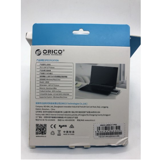 Khay Ổ Cứng Laptop (Caddy Bay) ORICO L95SS 9.5mm | BigBuy360 - bigbuy360.vn