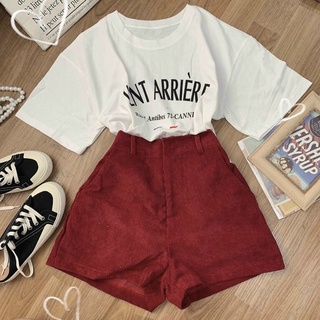 [Ảnh thật] Set áo pull phối short nhung lưng thun