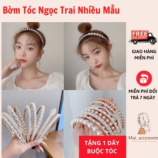 Băng đô đính ngọc, bờm tóc ngọc các mẫu, chuỗi hạt xịn phong cách hàn quốc mai. accessories