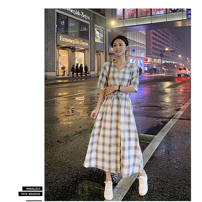 đầm dài đầm bigsize nữ đầm tay phồng đầm caro đầm nữ đầm dự tiệc sang trọng váy cổ v váy nữ xinh
