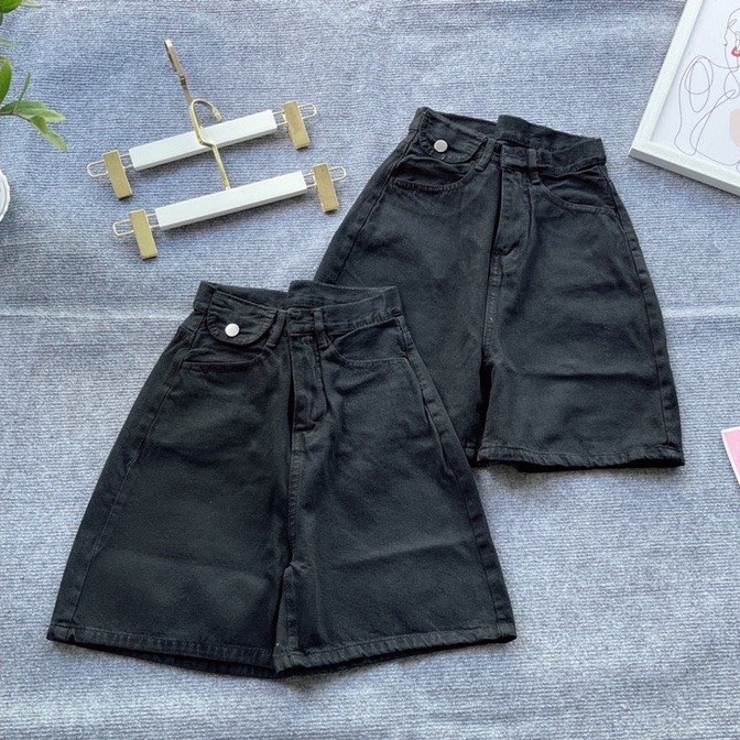 Quần Jeans Ngố Nữ Trơn Cơ Bản, Quần Bò Jean Đùi Ống Rộng Basic, Labibi