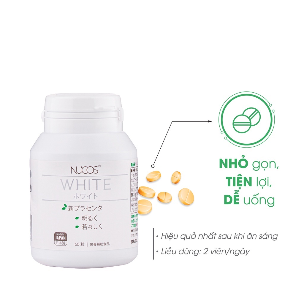 Viên uống trắng da mờ thâm nám Nucos White 60 viên
