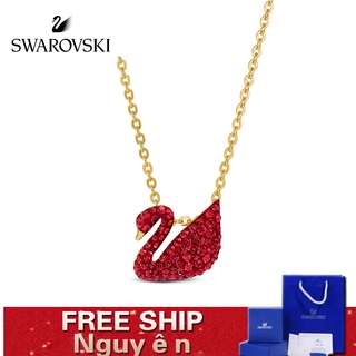 Dây chuyền đính mặt dây hình thiên nga của Swarovski kinh điển đính pha lê màu đỏ thời trang độc đáo